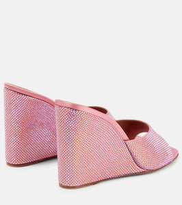 Amina Muaddi Lupita embellished satin wedge sandals