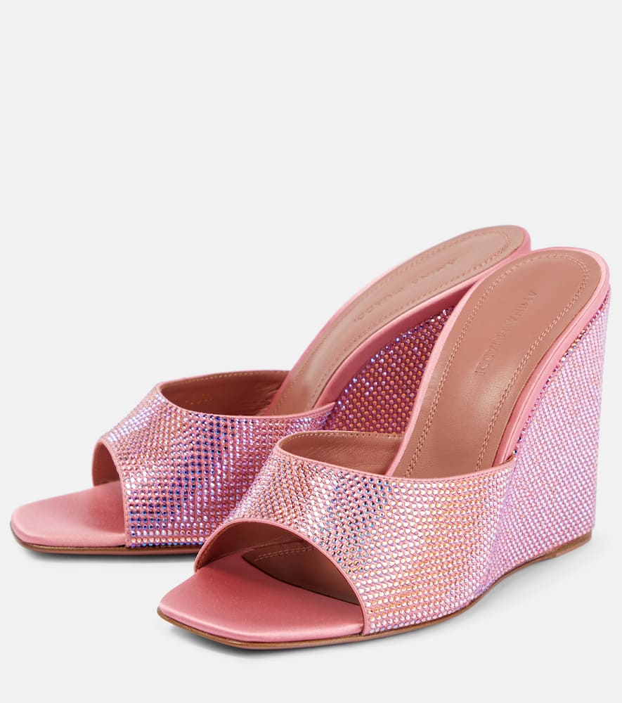 Amina Muaddi Lupita embellished satin wedge sandals