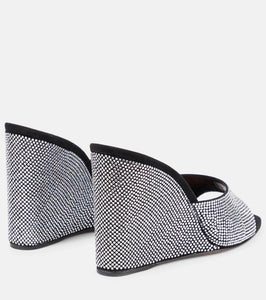 Amina Muaddi Lupita embellished suede wedge mules