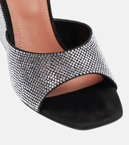 Amina Muaddi Lupita embellished suede wedge mules