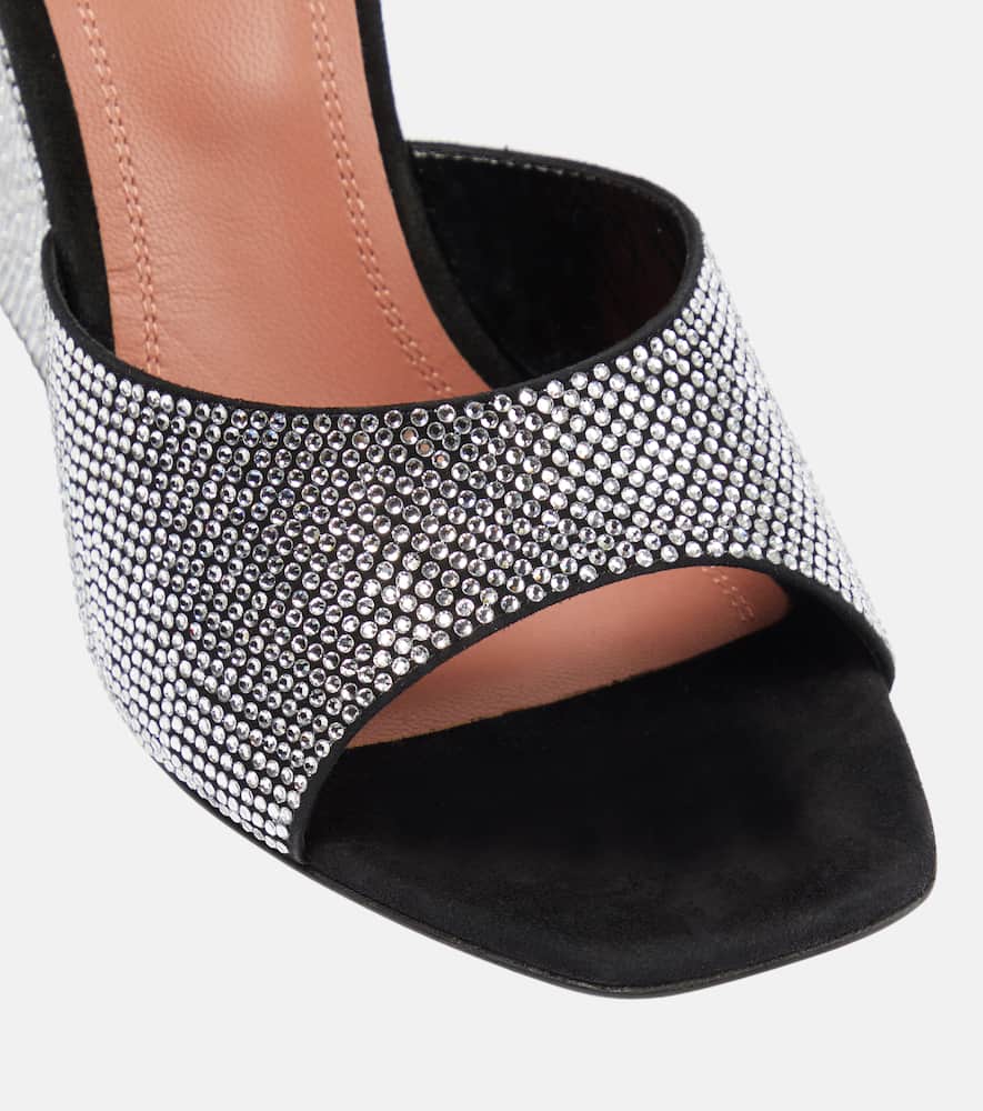Amina Muaddi Lupita embellished suede wedge mules