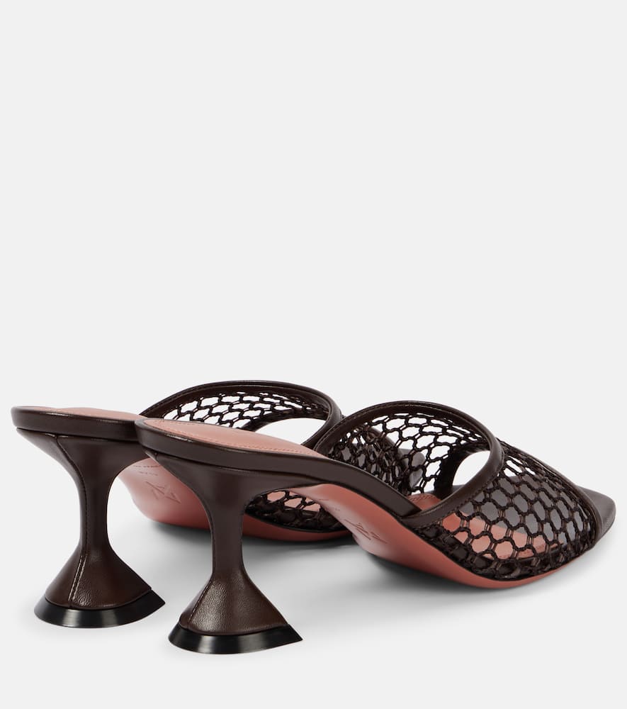 Amina Muaddi Lupita leather-trimmed raffia mules