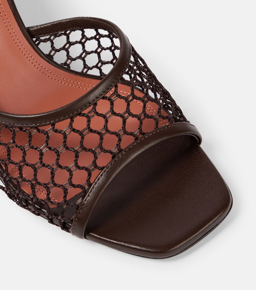 Amina Muaddi Lupita leather-trimmed raffia mules