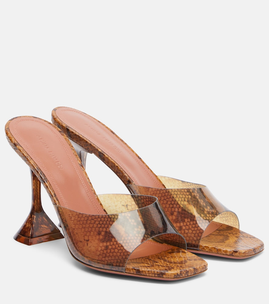 Amina Muaddi Lupita snake-print PVC mules