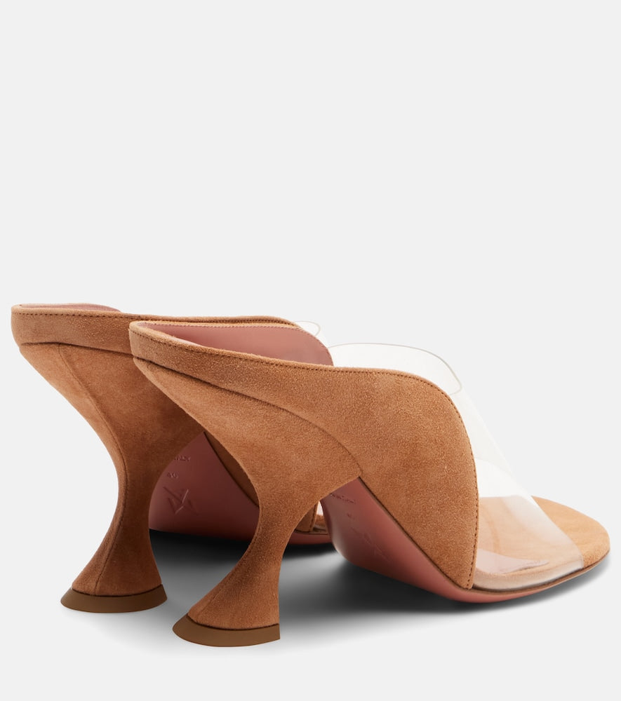 Amina Muaddi Mackenzie PVC and suede mules