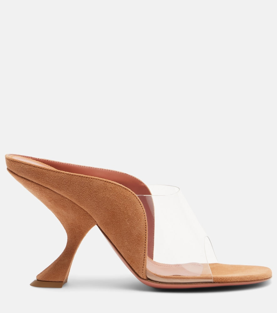 Amina Muaddi Mackenzie PVC and suede mules