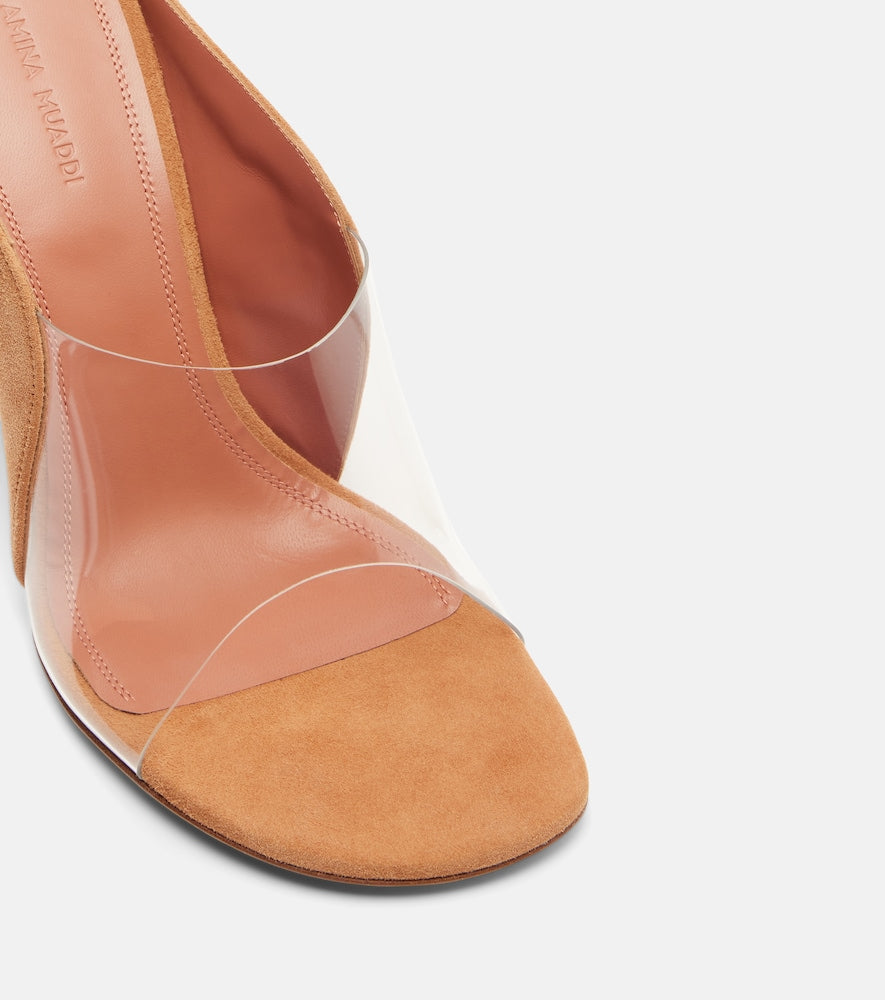 Amina Muaddi Mackenzie PVC and suede mules