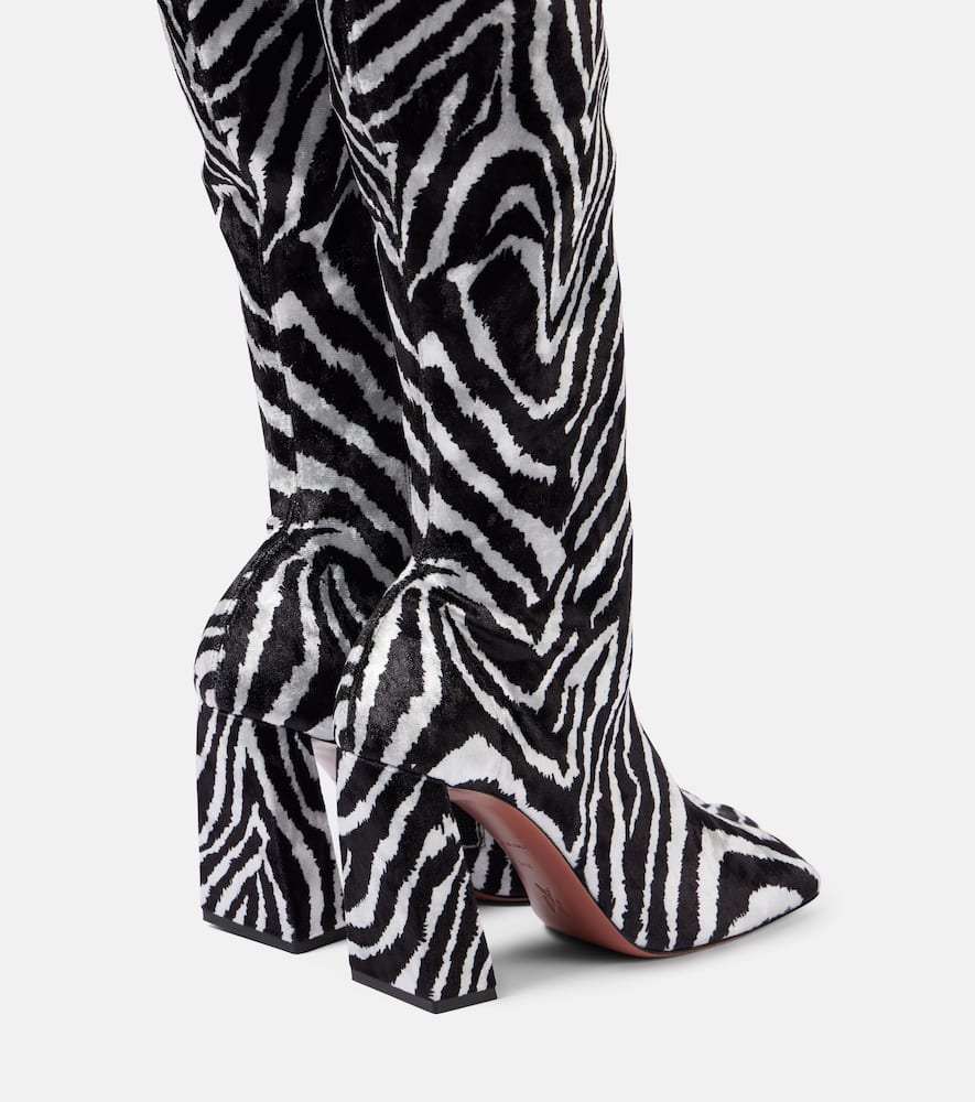 Amina Muaddi Marine Stretch 95 velvet knee-high boots