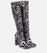 Amina Muaddi Marine Stretch 95 velvet knee-high boots