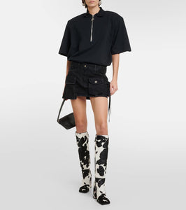 Amina Muaddi Marine calf hair knee-high boots