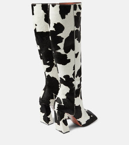 Amina Muaddi Marine calf hair knee-high boots