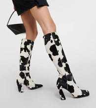 Amina Muaddi Marine calf hair knee-high boots