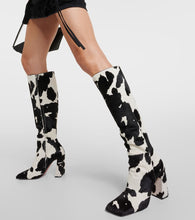 Amina Muaddi Marine calf hair knee-high boots