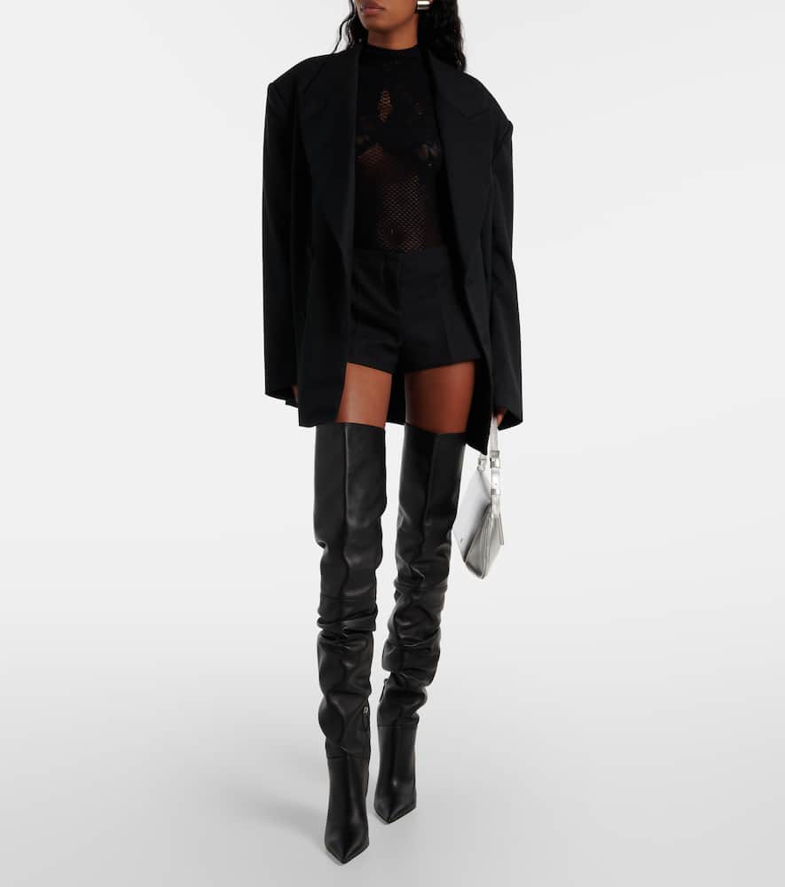 Amina Muaddi Olivia 95 leather over-the-knee boots