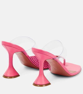 Amina Muaddi Paloma embellished leather and PVC mules