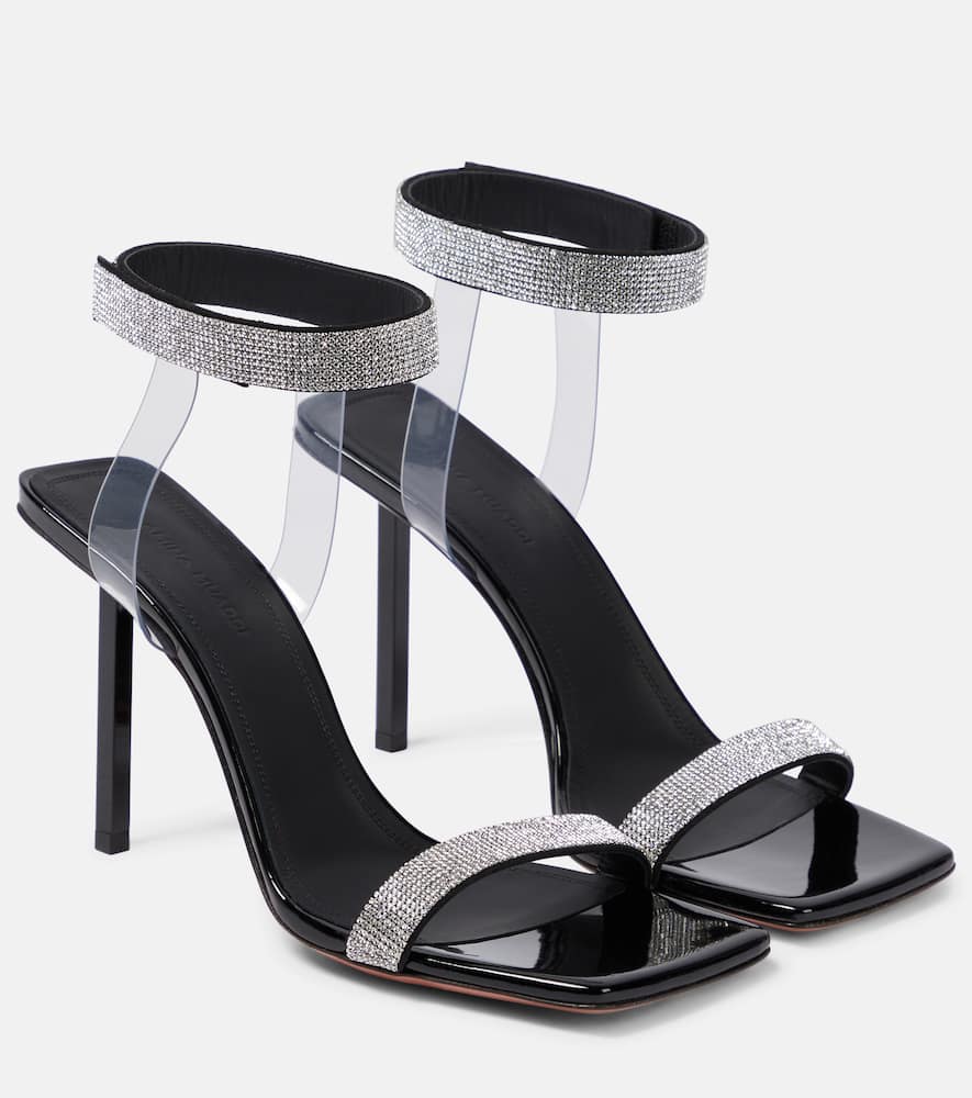 Amina Muaddi Rih embellished patent leather sandals
