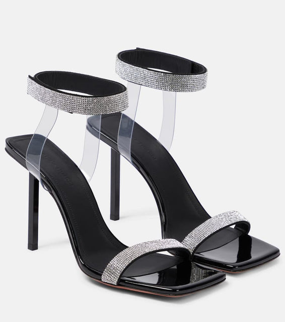 Amina Muaddi Rih embellished patent leather sandals