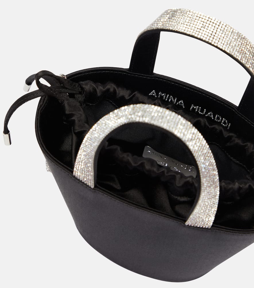 Amina Muaddi Rih embellished satin bucket bag