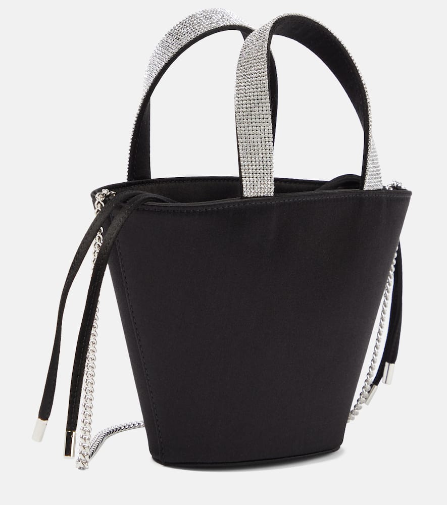 Amina Muaddi Rih embellished satin bucket bag