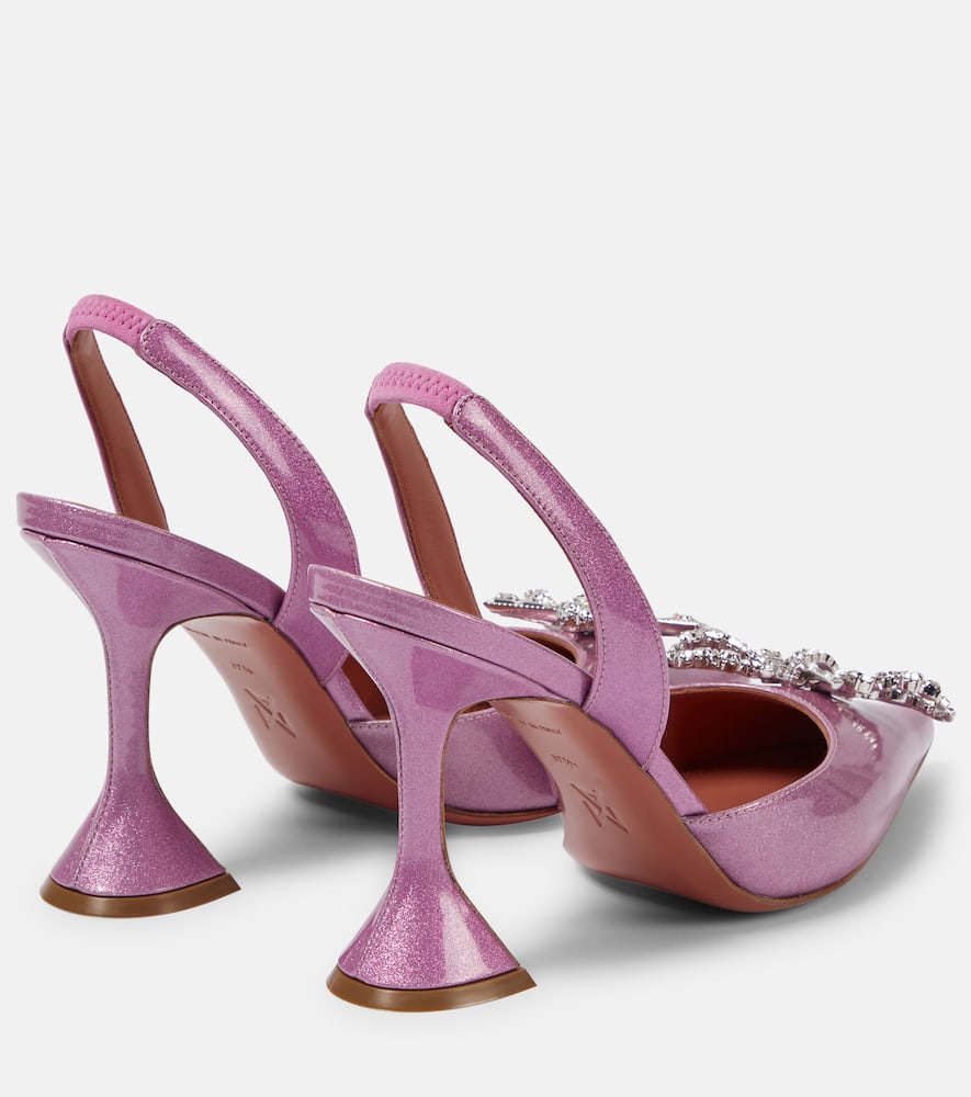 Amina Muaddi Rosie patent leather slingback pumps