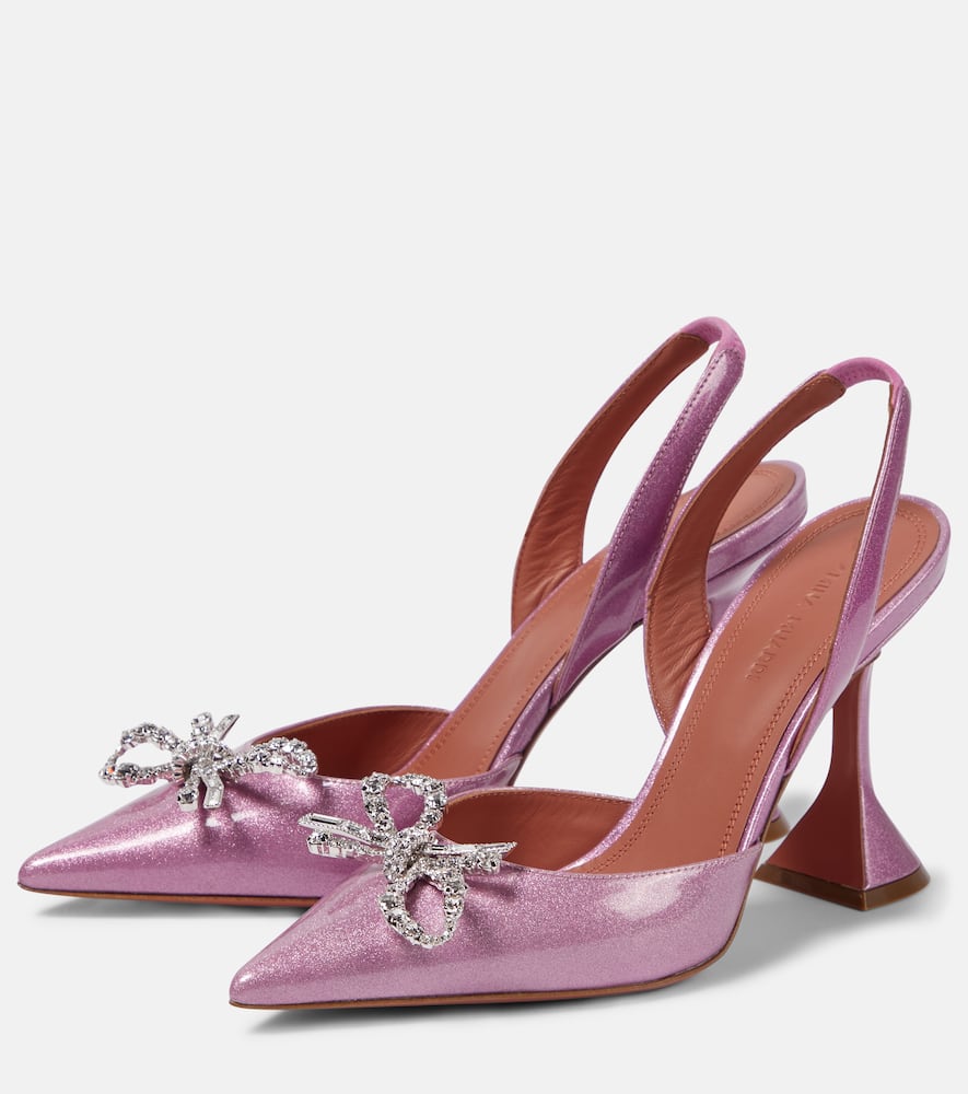 Amina Muaddi Rosie patent leather slingback pumps