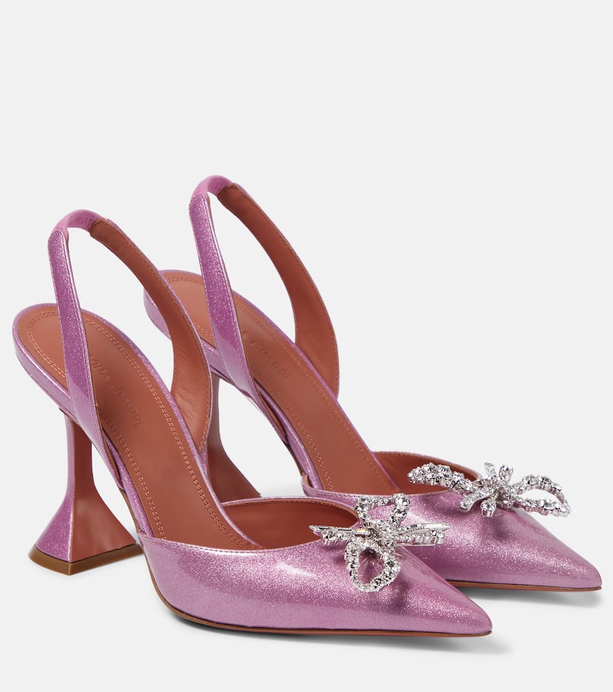 Amina Muaddi Rosie patent leather slingback pumps