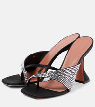 Amina Muaddi Shiona embellished satin mules