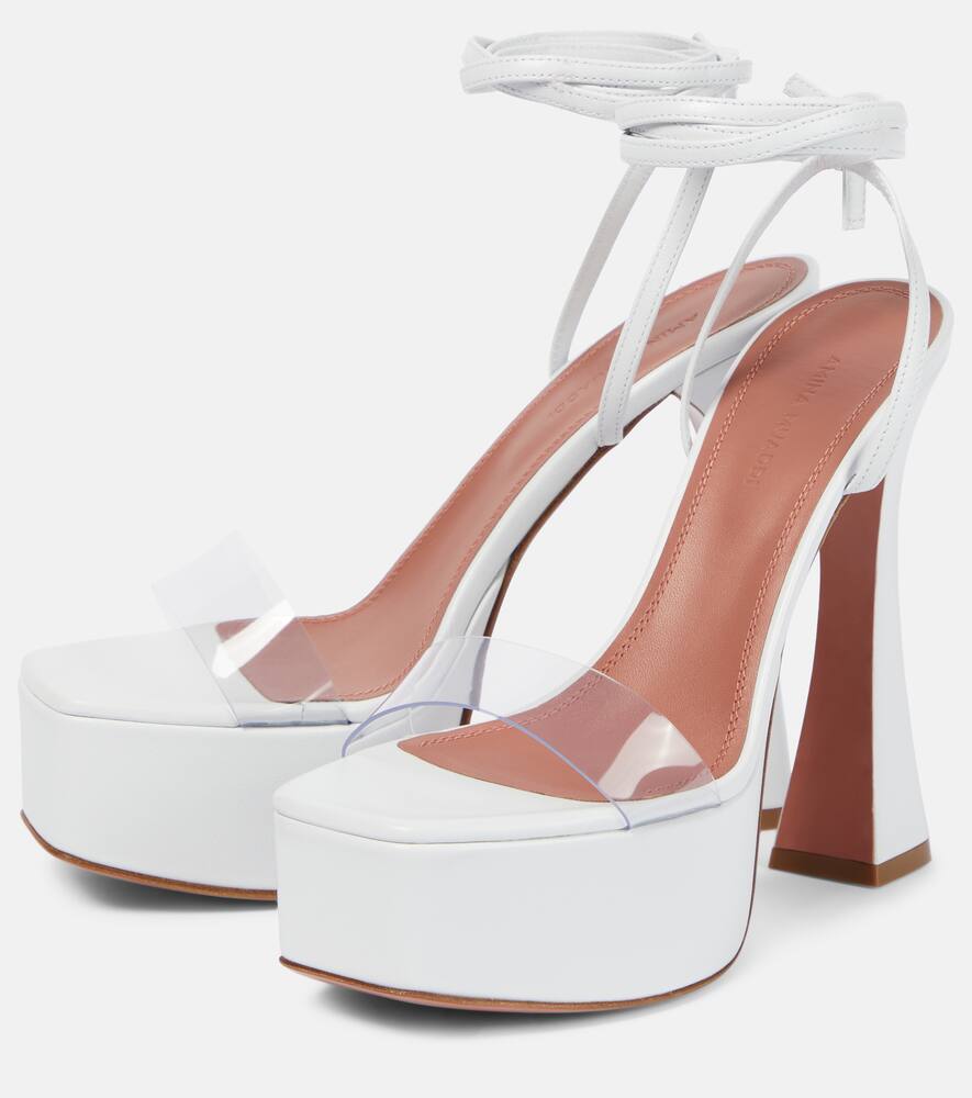 Amina Muaddi Sita leather and PVC platform sandals