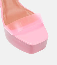 Amina Muaddi Sita leather and PVC platform sandals