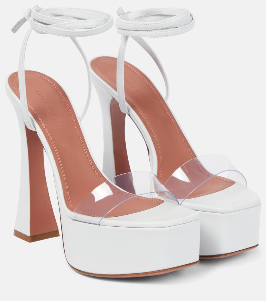 Amina Muaddi Sita leather and PVC platform sandals