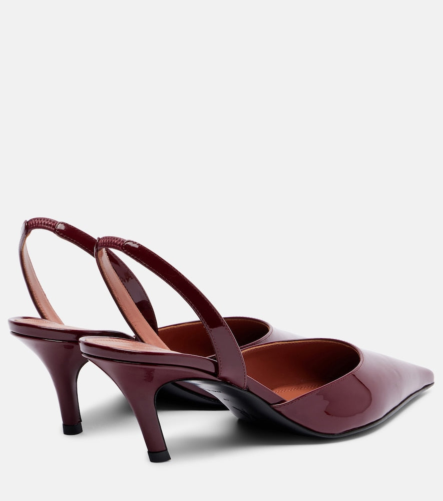 Amina Muaddi Sofia 60 patent leather slingback pumps