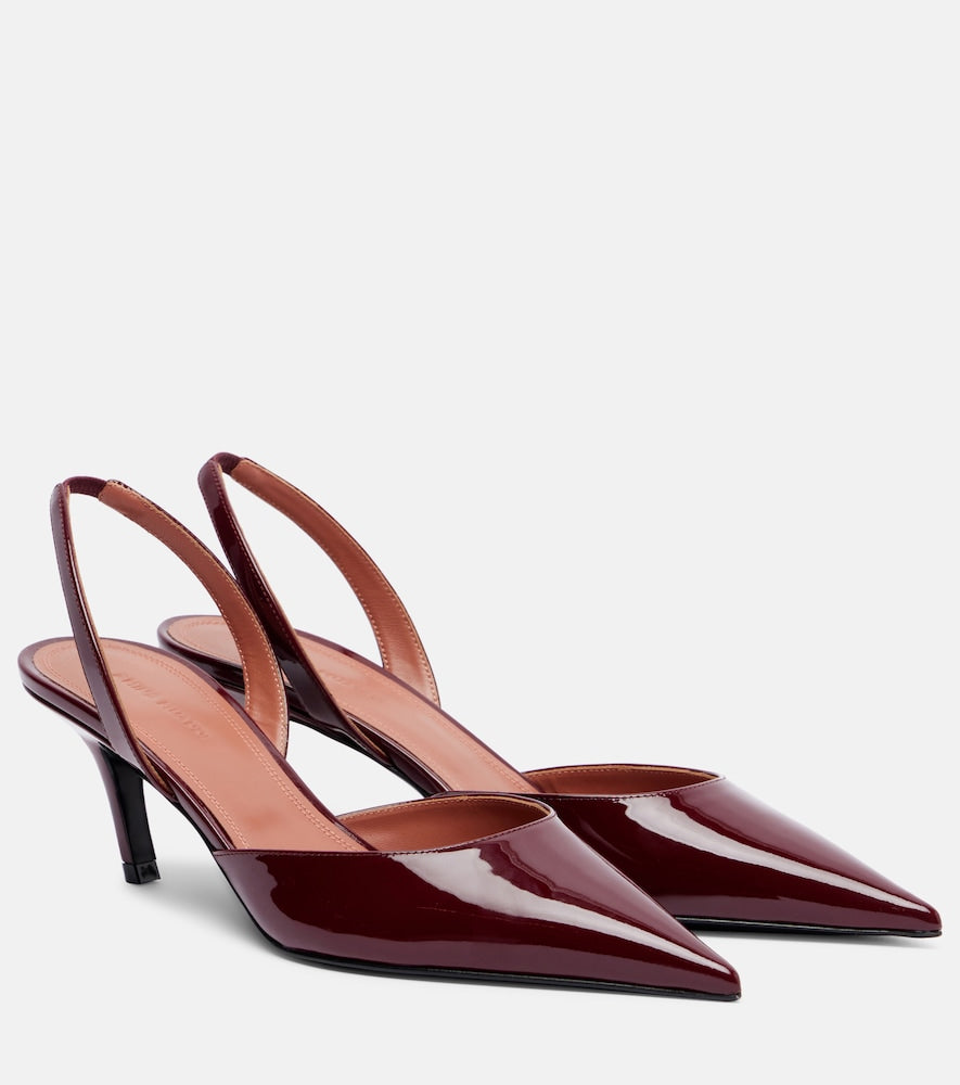 Amina Muaddi Sofia 60 patent leather slingback pumps