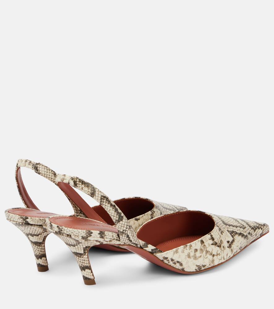 Amina Muaddi Sofia snake-effect leather slingback pumps