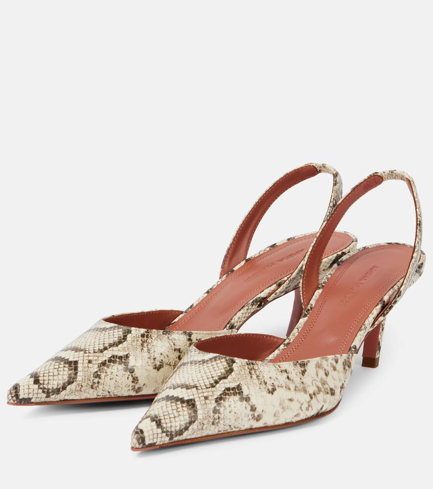 Amina Muaddi Sofia snake-effect leather slingback pumps