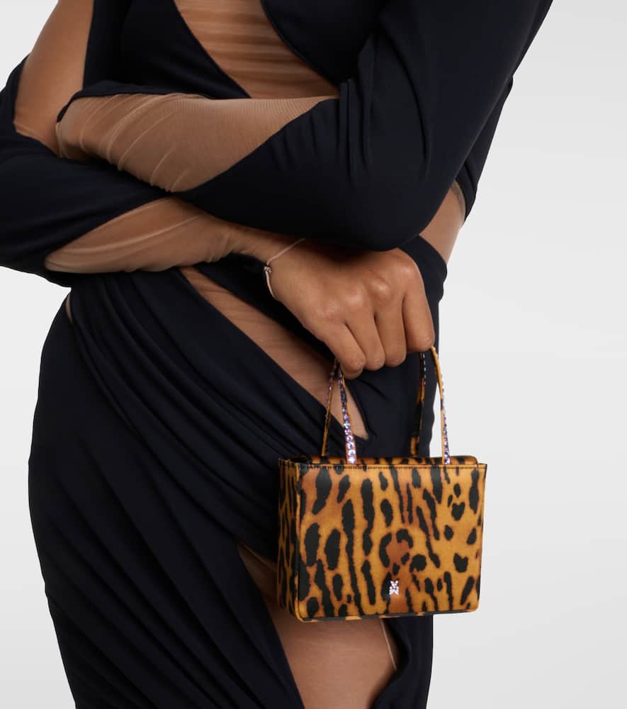 Amina Muaddi Superamini leopard-print satin tote bag