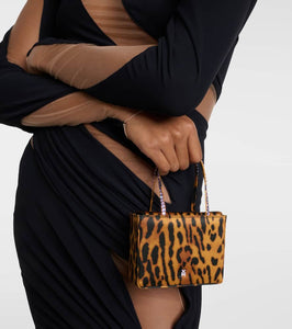 Amina Muaddi Superamini leopard-print satin tote bag