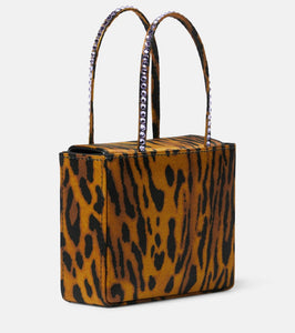 Amina Muaddi Superamini leopard-print satin tote bag