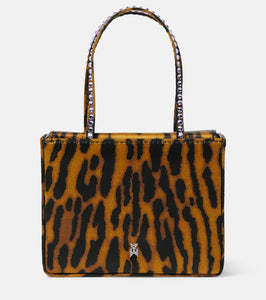 Amina Muaddi Superamini leopard-print satin tote bag