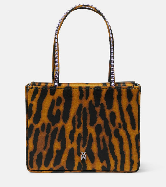 Amina Muaddi Superamini leopard-print satin tote bag