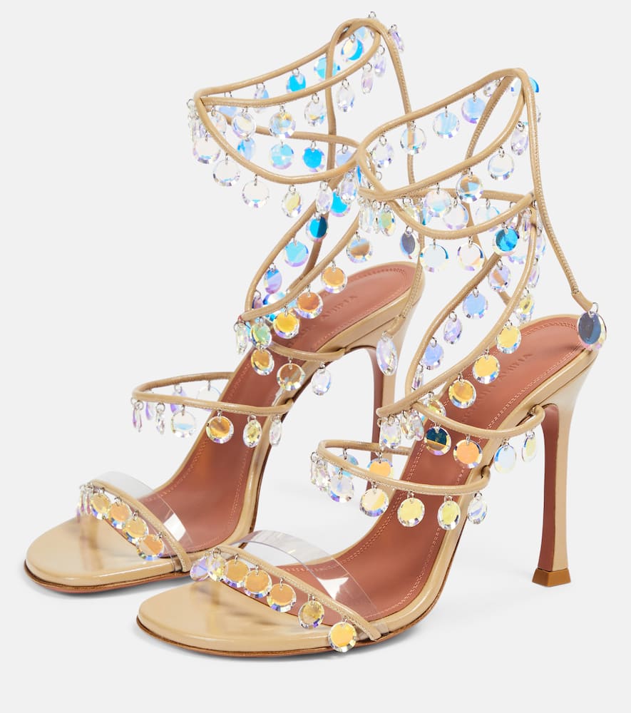 Amina Muaddi Tina 105 embellished leather sandals