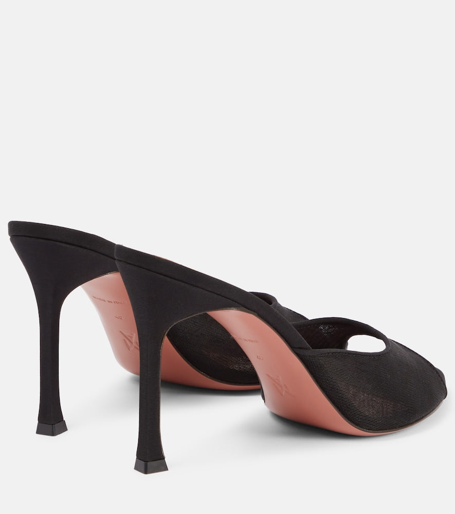 Amina Muaddi Alexa 95 mesh mules in Black - High-Heel Sandals