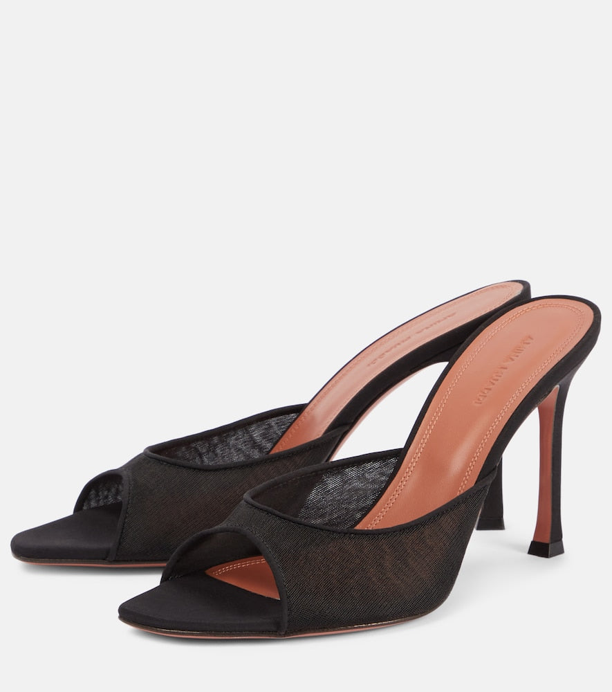 Amina Muaddi Alexa 95 mesh mules in Black - High-Heel Sandals
