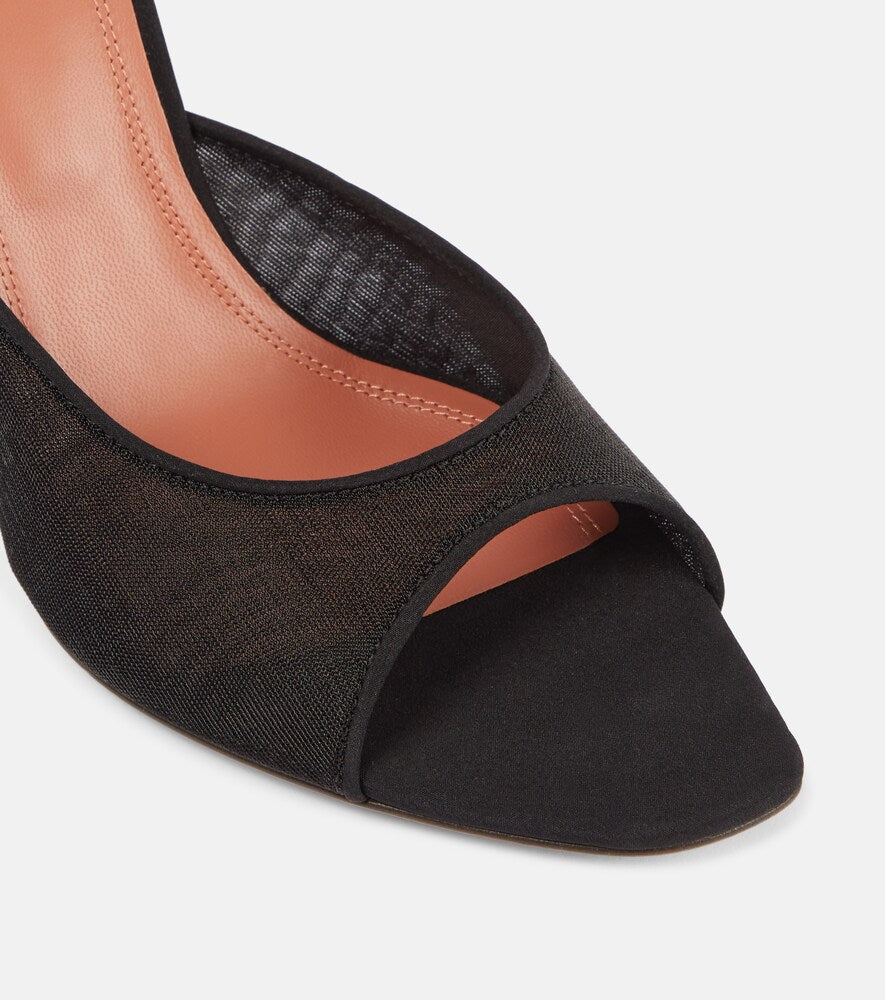 Amina Muaddi Alexa 95 mesh mules in Black - High-Heel Sandals