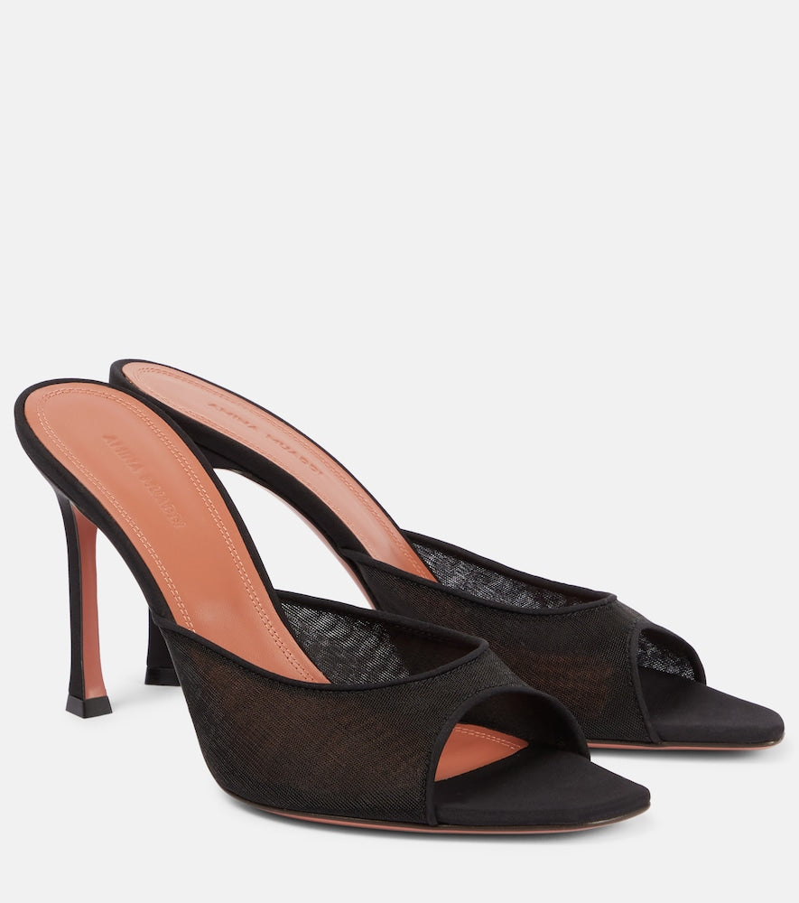 Amina Muaddi Alexa 95 mesh mules in Black - High-Heel Sandals