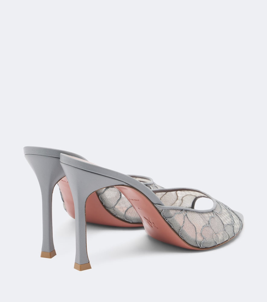 Amina Muaddi Alexa lace mules in Grey - High-Heel Sandals