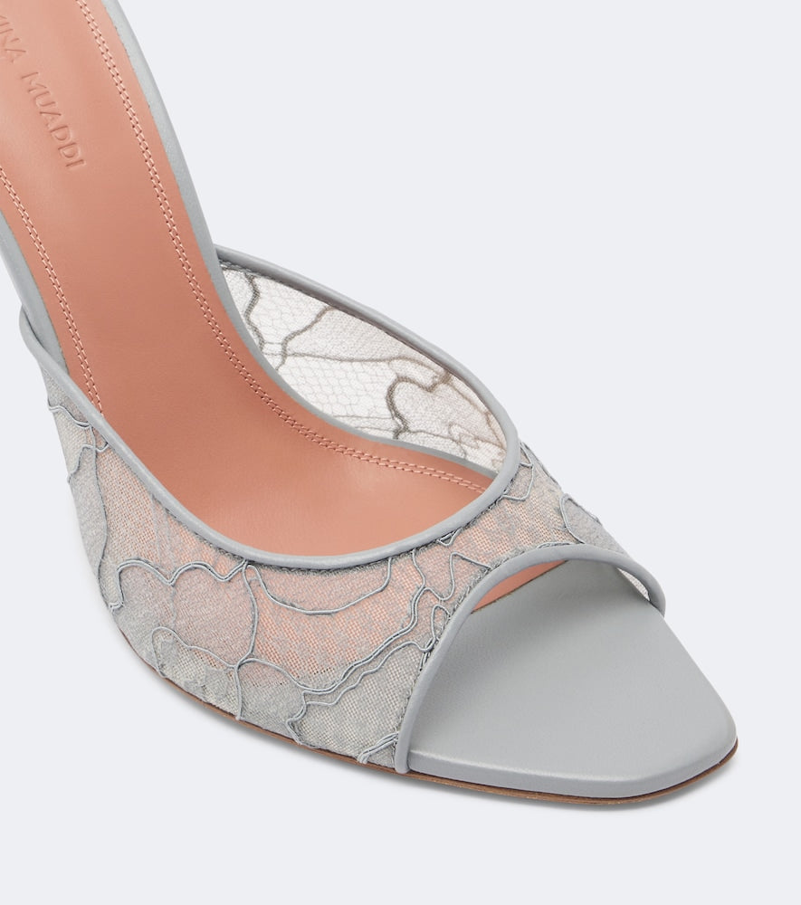 Amina Muaddi Alexa lace mules in Grey - High-Heel Sandals