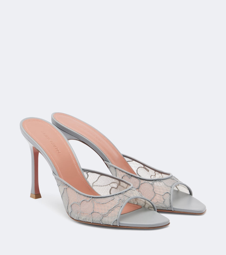 Amina Muaddi Alexa lace mules in Grey - High-Heel Sandals