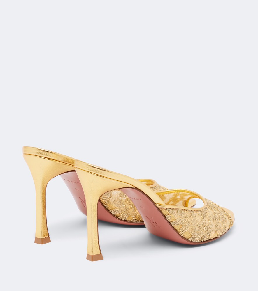 Amina Muaddi Alexa lame lace mules in Gold - High-Heel Sandals