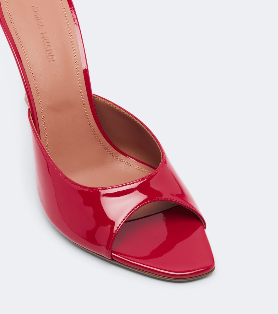 Amina Muaddi Alexa patent leather mules - Red High-Heel Sandals