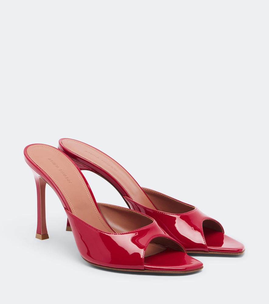 Amina Muaddi Alexa patent leather mules - Red High-Heel Sandals